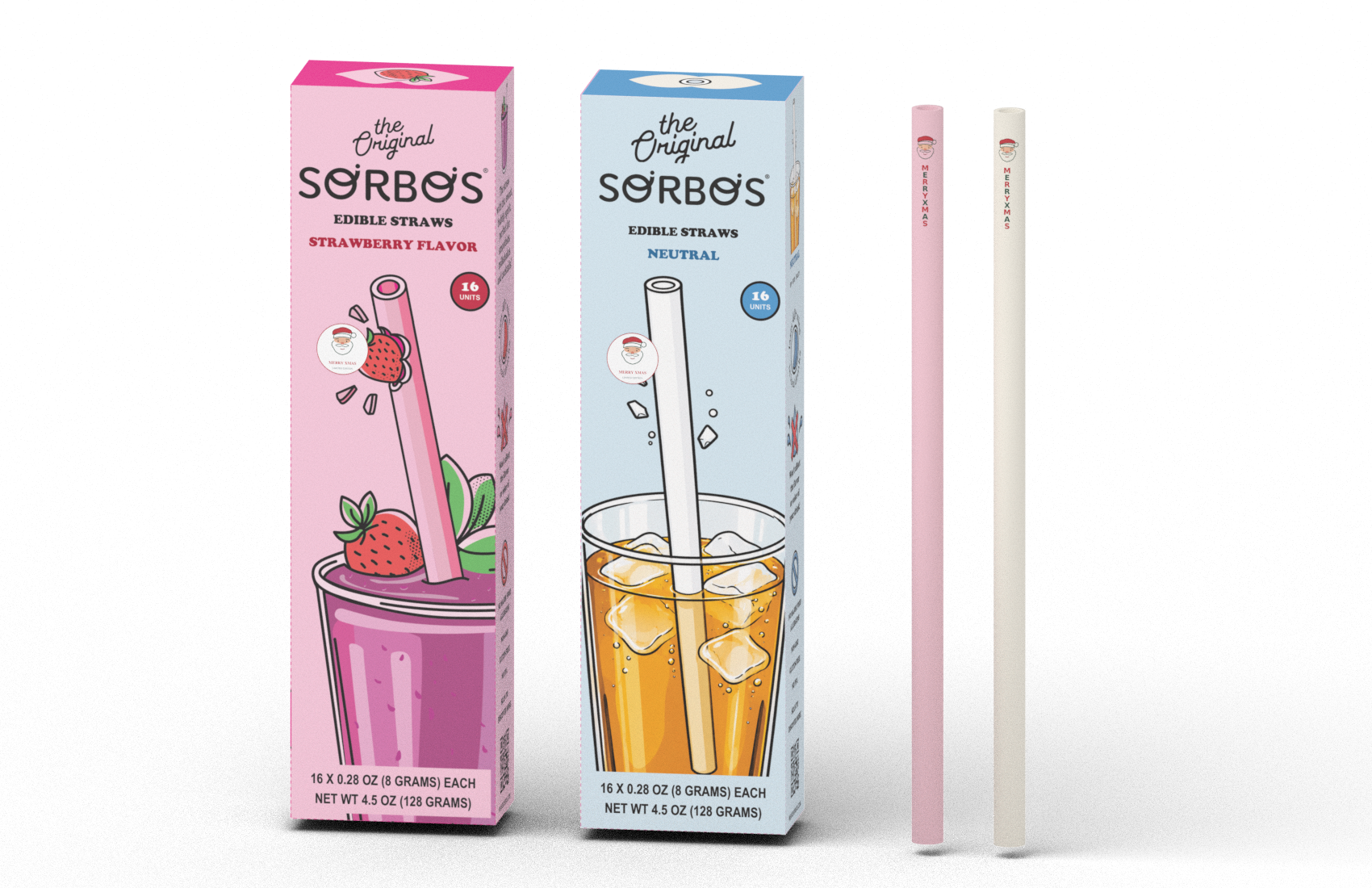 Holiday edition — existing USA packs with campaign stickers and food-print demonstration straws